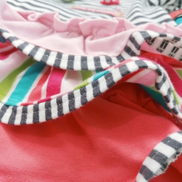 Adorable Ruffled Striped Ladybug Dress 6 Months - Picture 5 of 12